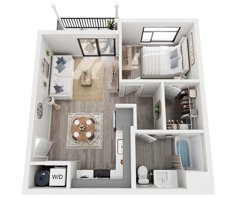 The Confluence on Farwell Apartments in Spokane, Washington 1 Bedroom Floor Plan